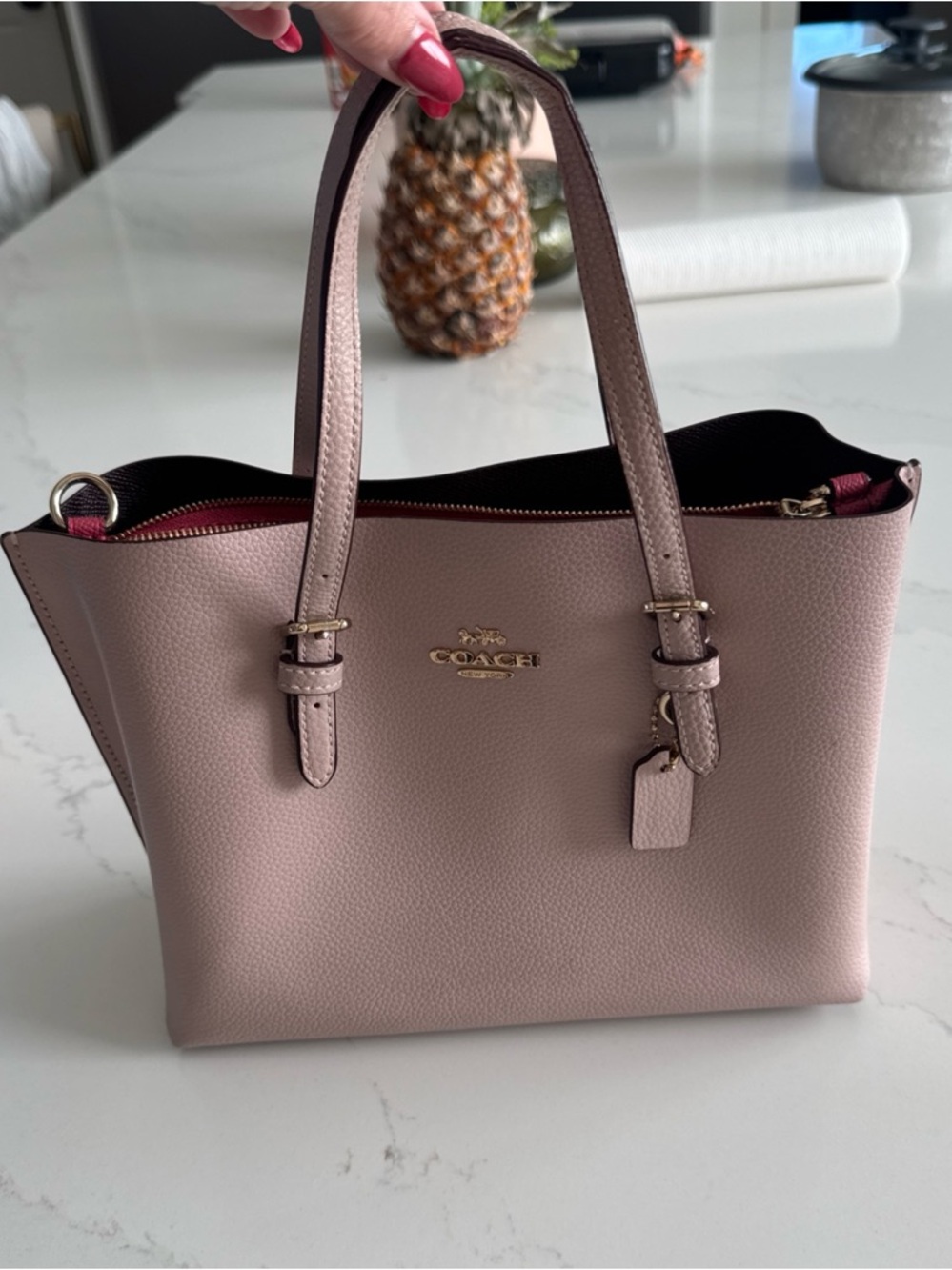 Coach Pebbled Leather Satchel in Dusty Rose with Gold Hardware - Picture 1 of 9